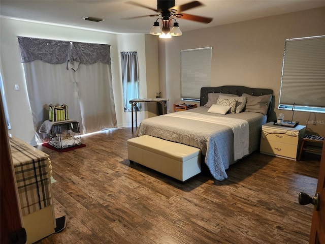 4666 Clarke St, North Port, FL 34286 - bedroom featuring wood finished floors and a ceiling fan