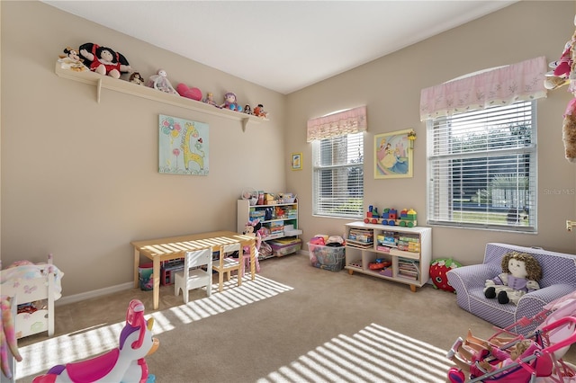 game room with carpet floors