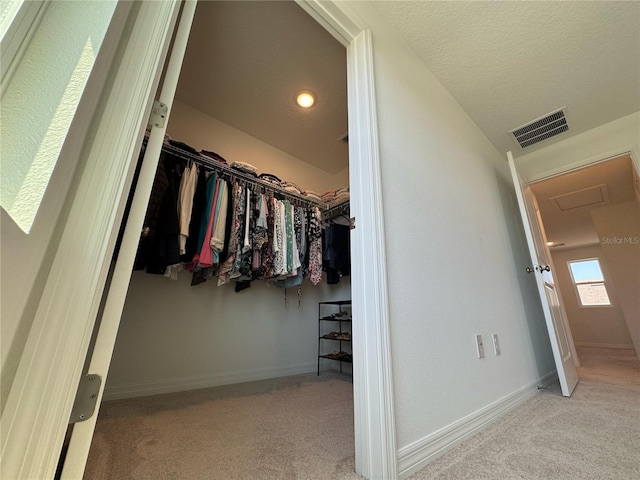 interior space with carpet flooring and visible vents