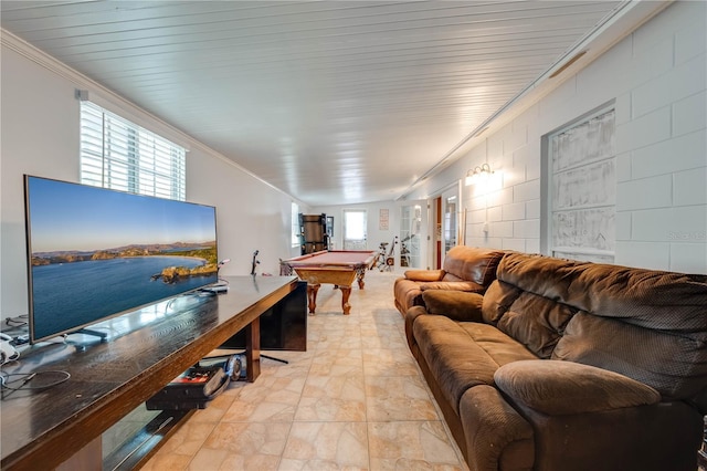194 Larkspur Ct, Kissimmee, FL 34743 - playroom with stone finish flooring, pool table, and ornamental molding