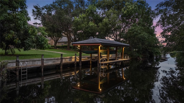 10849 Emerald Chase Dr, Orlando, FL 32836 - dock area with a water view, a lawn, and boat lift