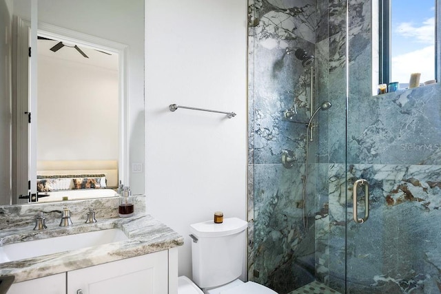 570 Manor Rd, Maitland, FL 32751 - full bathroom featuring a marble finish shower, vanity, and toilet