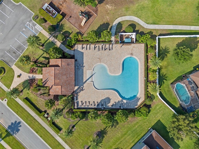 4113 Longbow Dr, Clermont, FL 34711 - aerial overview of property's location featuring a pool area