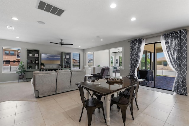 4113 Longbow Dr, Clermont, FL 34711 - dining area featuring a ceiling fan, recessed lighting, light tile patterned floors, and baseboards