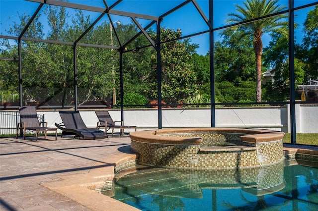 8625 Brixford St, Orlando, FL 32836 - view of pool featuring a patio area, a pool with connected hot tub, and a lanai