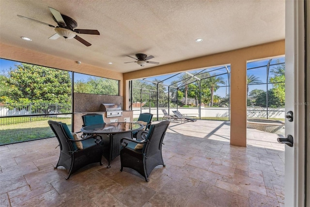 8625 Brixford St, Orlando, FL 32836 - sunroom featuring a healthy amount of sunlight, outdoor dining area, and ceiling fan