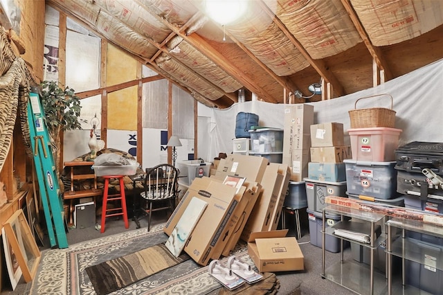 view of unfinished attic