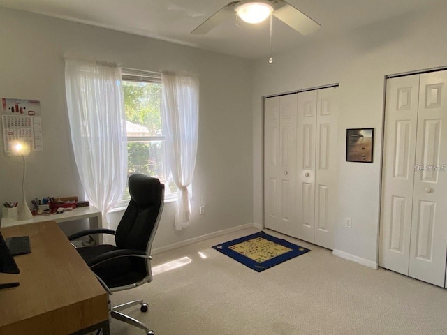 19430 SW 100th Loop, Dunnellon, FL 34432 - office space with carpet, baseboards, and a ceiling fan