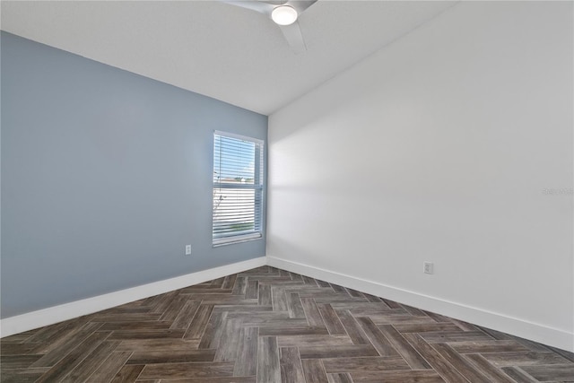 unfurnished room with baseboards and ceiling fan