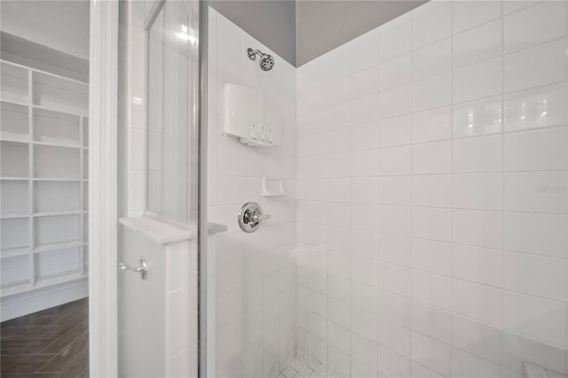 bathroom featuring a stall shower