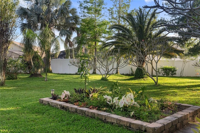 view of yard featuring a fenced backyard