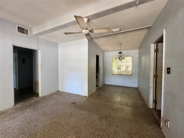unfurnished room featuring a ceiling fan and visible vents