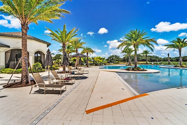 pool featuring a patio