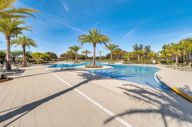community pool with a patio