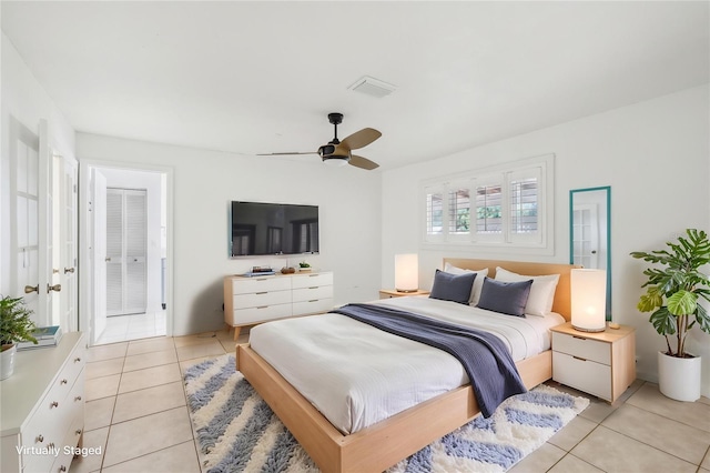 11352 Persimmon Blvd, West Palm Beach, FL 33411 - bedroom featuring light tile patterned floors and ceiling fan