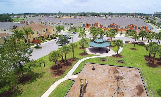 drone / aerial view with a residential view