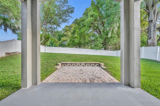 view of patio featuring a fenced backyard