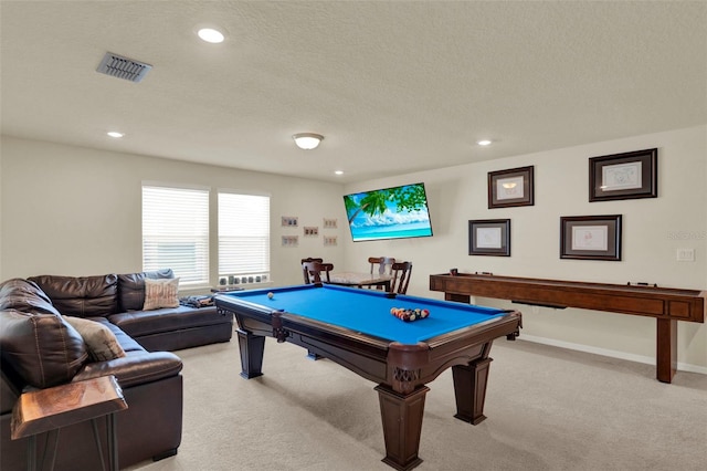3259 Buoy Cir, Winter Garden, FL 34787 - recreation room featuring visible vents, billiards, recessed lighting, and light colored carpet