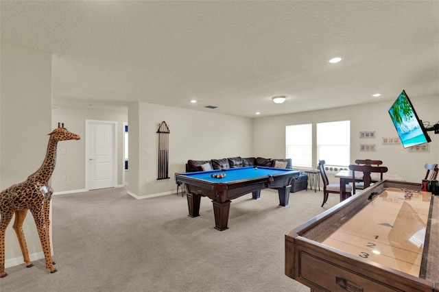 3259 Buoy Cir, Winter Garden, FL 34787 - rec room with pool table, baseboards, light carpet, and a textured ceiling