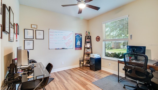 2331 Kennington Cv, Deland, FL 32724 - office space featuring light wood finished floors, baseboards, and ceiling fan
