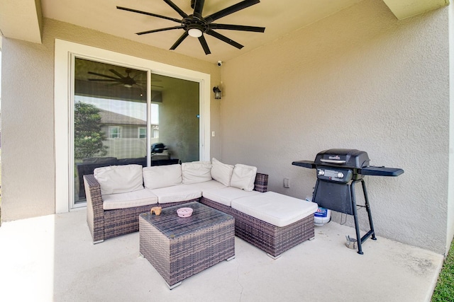 2331 Kennington Cv, Deland, FL 32724 - view of patio featuring grilling area, a ceiling fan, and outdoor lounge area