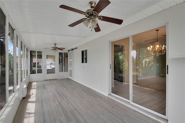 6366 SW 115th Street Rd, Ocala, FL 34476 - unfurnished sunroom with ceiling fan with notable chandelier