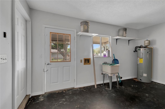 6366 SW 115th Street Rd, Ocala, FL 34476 - interior space featuring electric water heater, baseboards, and a textured ceiling