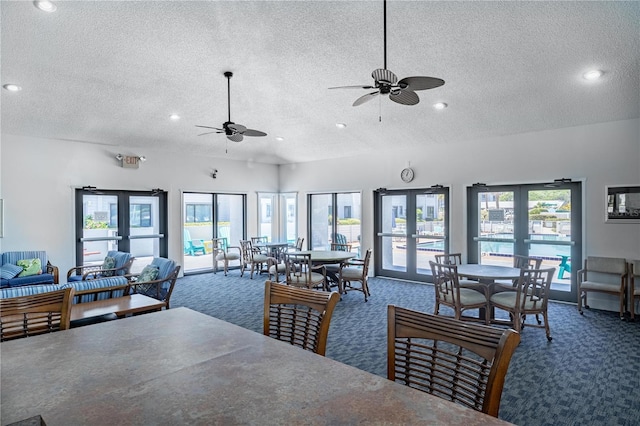 865 Ladyfish Ave Unit C104, New Smyrna Beach, FL 32169 - dining area with recessed lighting, a textured ceiling, carpet flooring, and ceiling fan