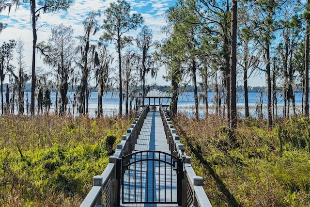 view of home's community with a gazebo and a water view