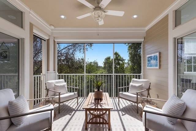 8035 St Simons St Unit 8035, University Park, FL 34201 - sunroom / solarium with a ceiling fan, recessed lighting, and ornamental molding
