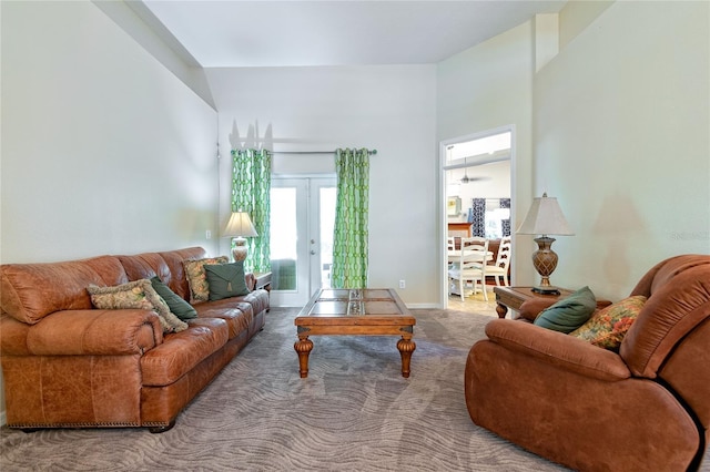3509 Battersea Ct, Belle Isle, FL 32812 - living area with baseboards, french doors, and carpet flooring