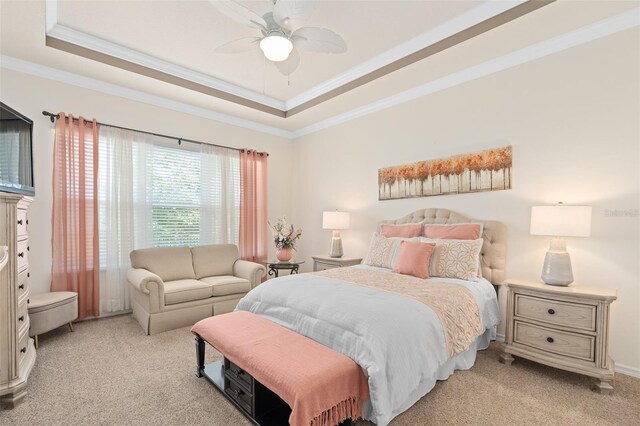 2530 Stargrass Cir, Clermont, FL 34715 - bedroom with carpet floors, crown molding, and a tray ceiling