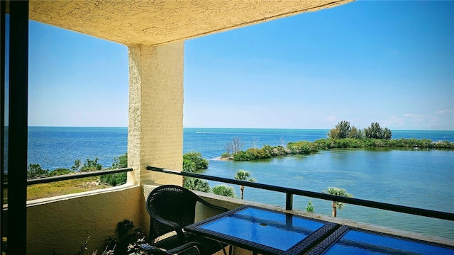 balcony with a water view