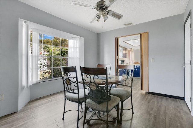432 Taylorville St, Deltona, FL 32725 - dining room featuring a ceiling fan, visible vents, a textured ceiling, and light wood finished floors