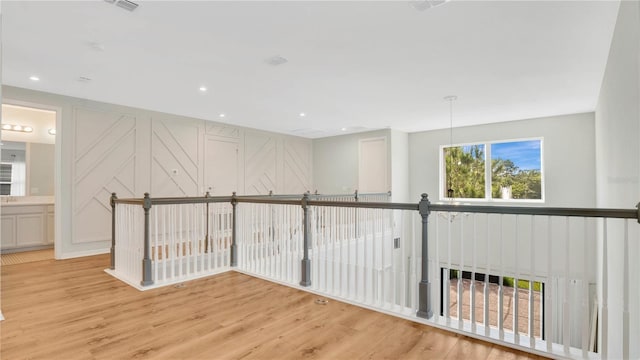 interior space with recessed lighting and light wood-type flooring