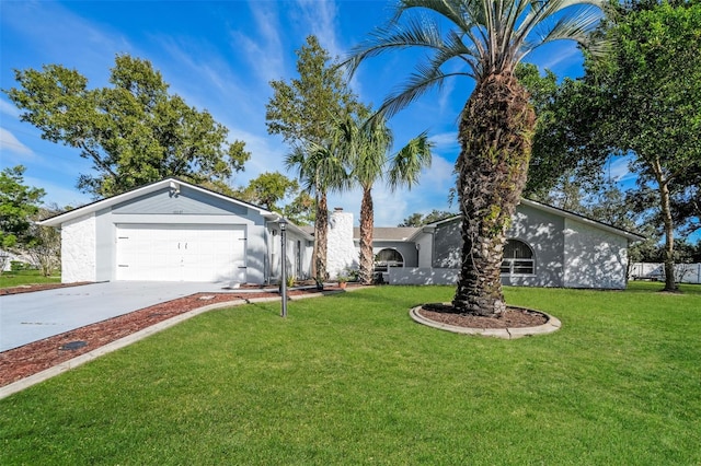 10237 Bannock St, Spring Hill, FL 34608 - view of front facade with stucco siding, a front lawn, driveway, and an attached garage
