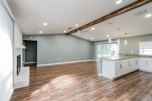 10237 Bannock St, Spring Hill, FL 34608 - kitchen featuring dark wood-type flooring, a healthy amount of sunlight, and white cabinets