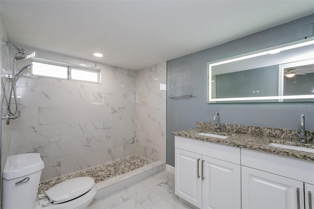 10237 Bannock St, Spring Hill, FL 34608 - full bathroom with marble finish floor, toilet, a sink, and a marble finish shower