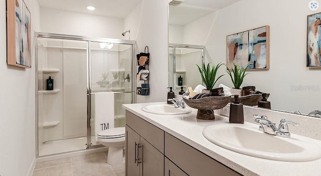 full bath featuring tile patterned floors, a sink, and a stall shower