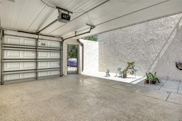 garage with a garage door opener