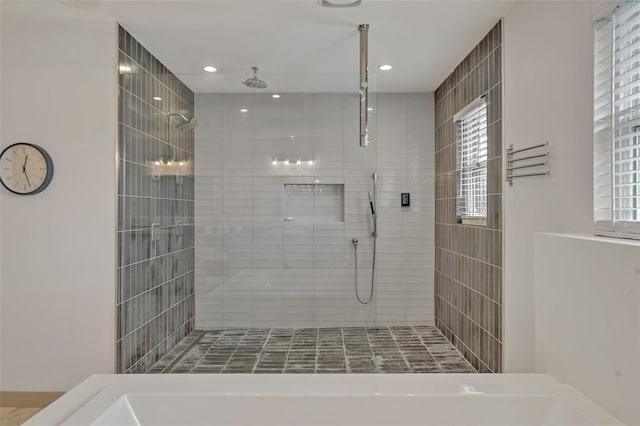 1661 Woodland Ave, Winter Park, FL 32789 - full bath with a healthy amount of sunlight, a stall shower, and recessed lighting