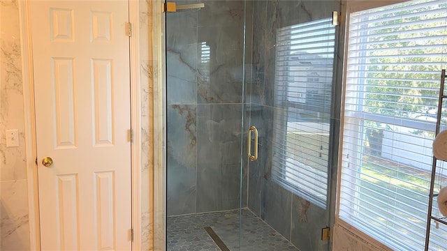 bathroom featuring a shower stall