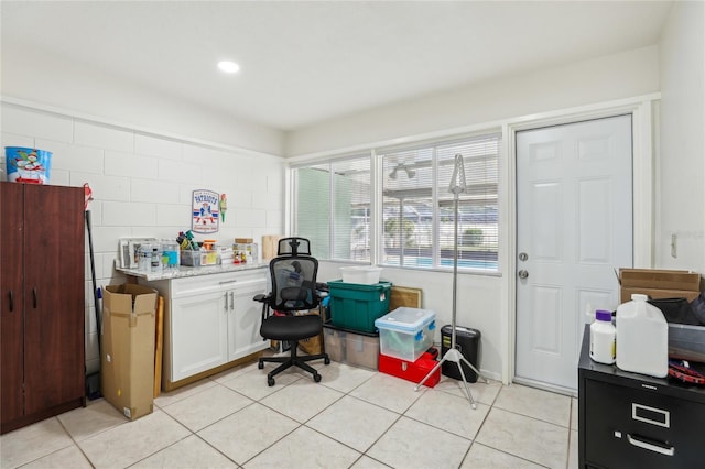 interior space with light tile patterned floors