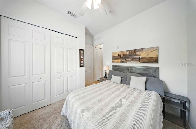 1845 Common Way Rd Unit 28-206, Orlando, FL 32814 - bedroom with carpet, a closet, vaulted ceiling, and ceiling fan