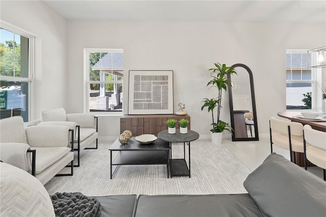 living area with baseboards