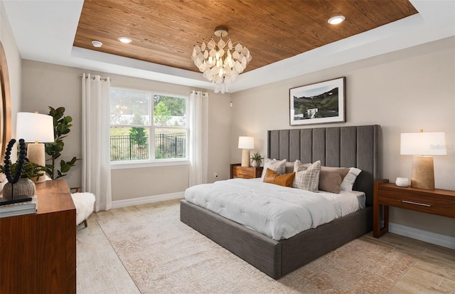 2729 Serenity Meadow Dr, Kissimmee, FL 34744 - bedroom with wooden ceiling, baseboards, and a tray ceiling