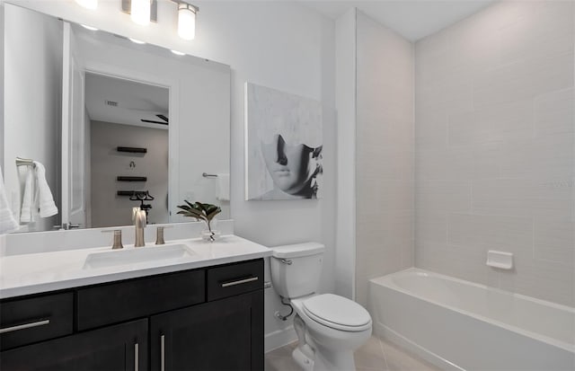 2741 Serenity Meadow Dr, Kissimmee, FL 34744 - full bath with bathing tub / shower combination, toilet, visible vents, tile patterned flooring, and vanity