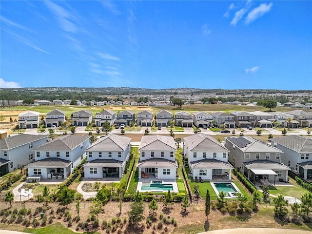 drone / aerial view with a residential view