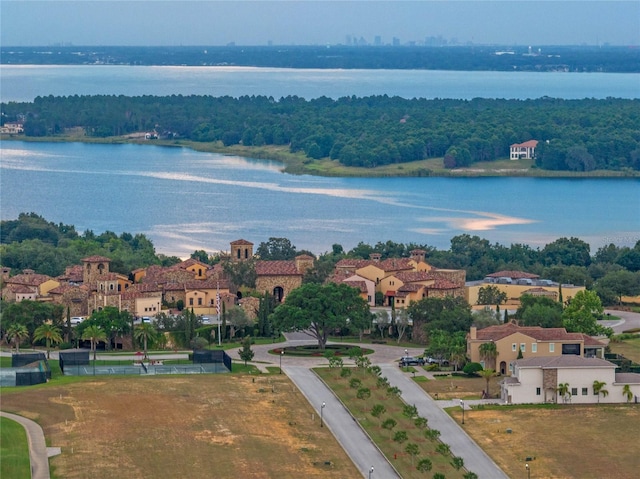 bird's eye view featuring a water view