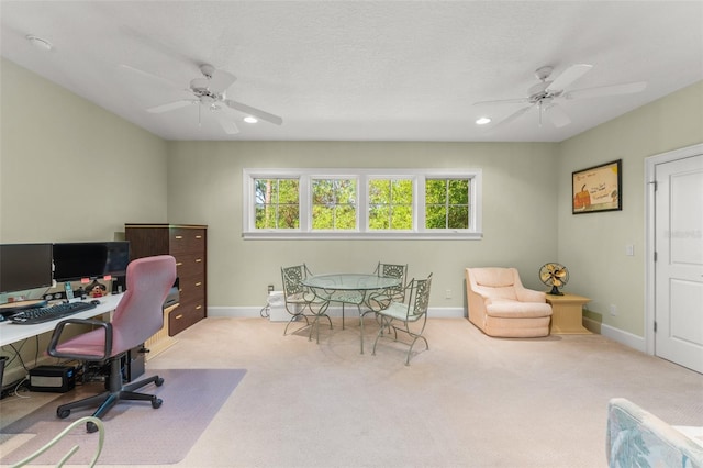 4000 Rouse Rd, Orlando, FL 32817 - home office featuring baseboards, recessed lighting, a ceiling fan, and carpet flooring